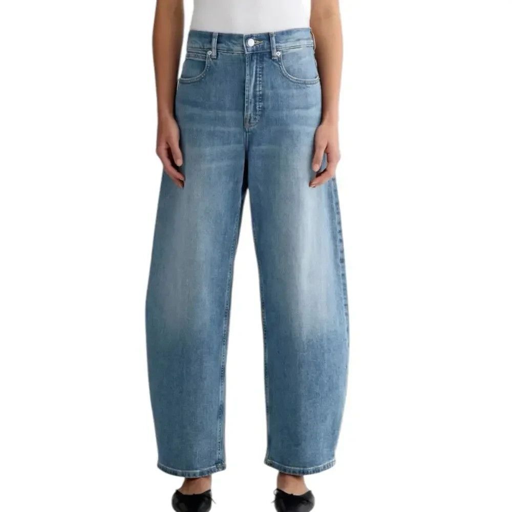 Everlane The Way High Curve Barrel Leg Jeans Blue Womens Size 24 High Rise Denim